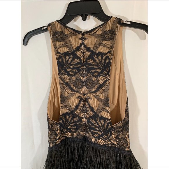 NEW $648 Tadashi Shoji‎ Aubrie Mini Fringe Lace Great Gatsby Dress [ SZ 2 ] - Picture 11 of 13